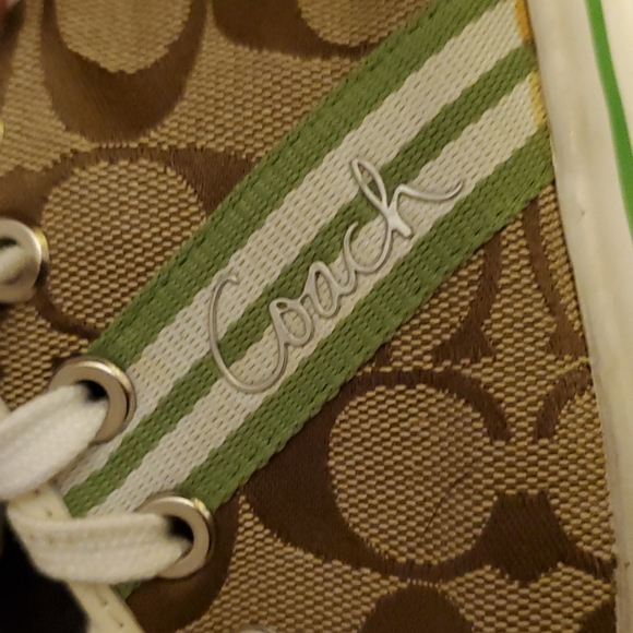Coach Signature C Folley Brown Green Canvas Leather Women's Sneakers - 9 1/2B - Picture 8 of 15